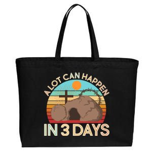 Retro Easter A Lot Can Happen In 3 Days Cotton Canvas Jumbo Tote