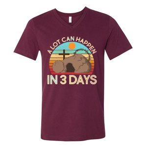 Retro Easter A Lot Can Happen In 3 Days V-Neck T-Shirt