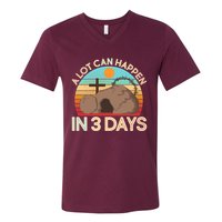 Retro Easter A Lot Can Happen In 3 Days V-Neck T-Shirt