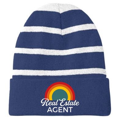 Real Estate Agent Realtor Vintage Design Striped Beanie with Solid Band