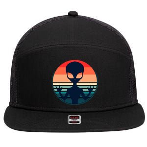 Retro Extraterrestrial Alien Gift 7 Panel Mesh Trucker Snapback Hat