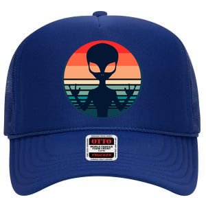 Retro Extraterrestrial Alien Gift High Crown Mesh Back Trucker Hat