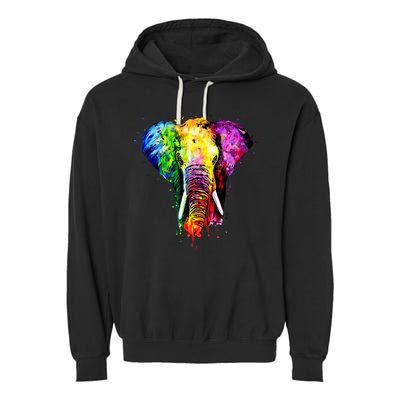 Rainbow Elephant Art Cute Gift Garment-Dyed Fleece Hoodie