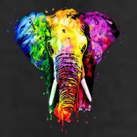 Rainbow Elephant Art Cute Gift 7 Panel Mesh Trucker Snapback Hat