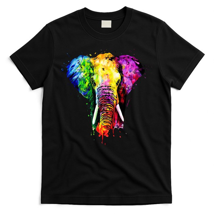 Rainbow Elephant Art Cute Gift T-Shirt