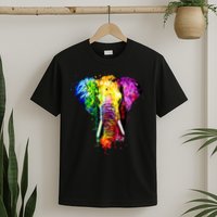 Rainbow Elephant Art Cute Gift T-Shirt