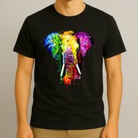 Rainbow Elephant Art Cute Gift T-Shirt