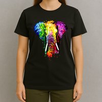 Rainbow Elephant Art Cute Gift T-Shirt