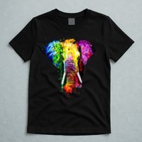 Rainbow Elephant Art Cute Gift T-Shirt
