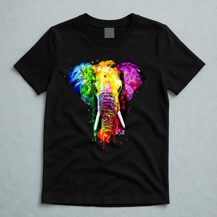 Rainbow Elephant Art Cute Gift T-Shirt