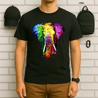 Rainbow Elephant Art Cute Gift T-Shirt