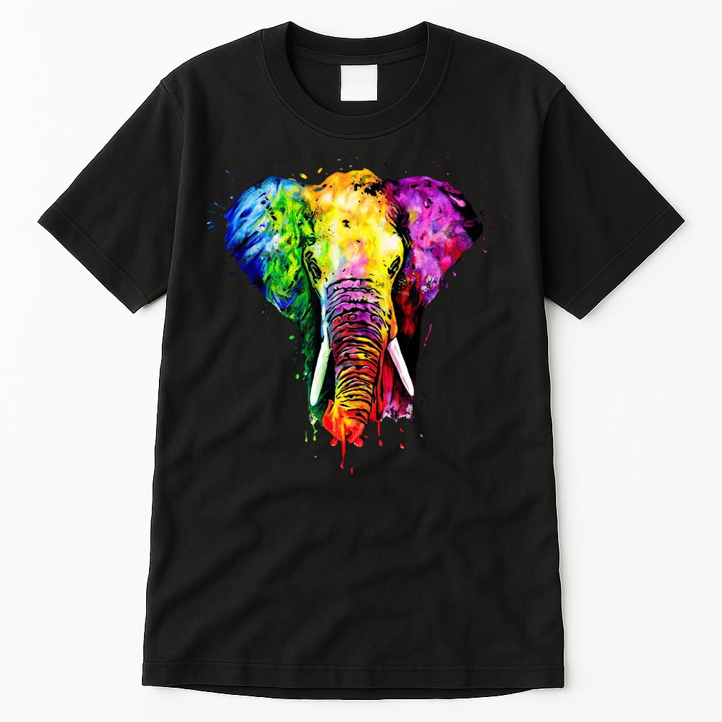Rainbow Elephant Art Cute Gift Tall T-Shirt