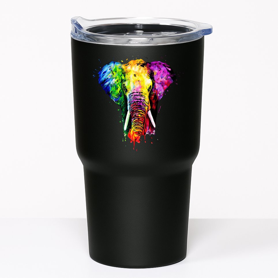 Rainbow Elephant Art Cute Gift Tumbler
