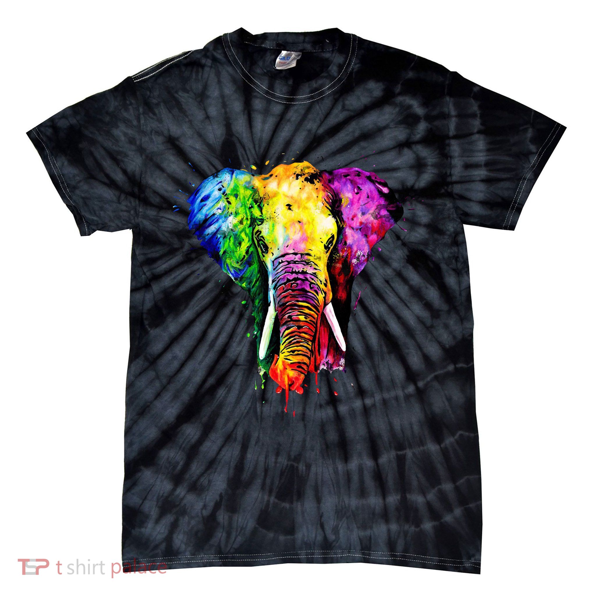 Rainbow Elephant Art Cute Gift Tie-Dye T-Shirt