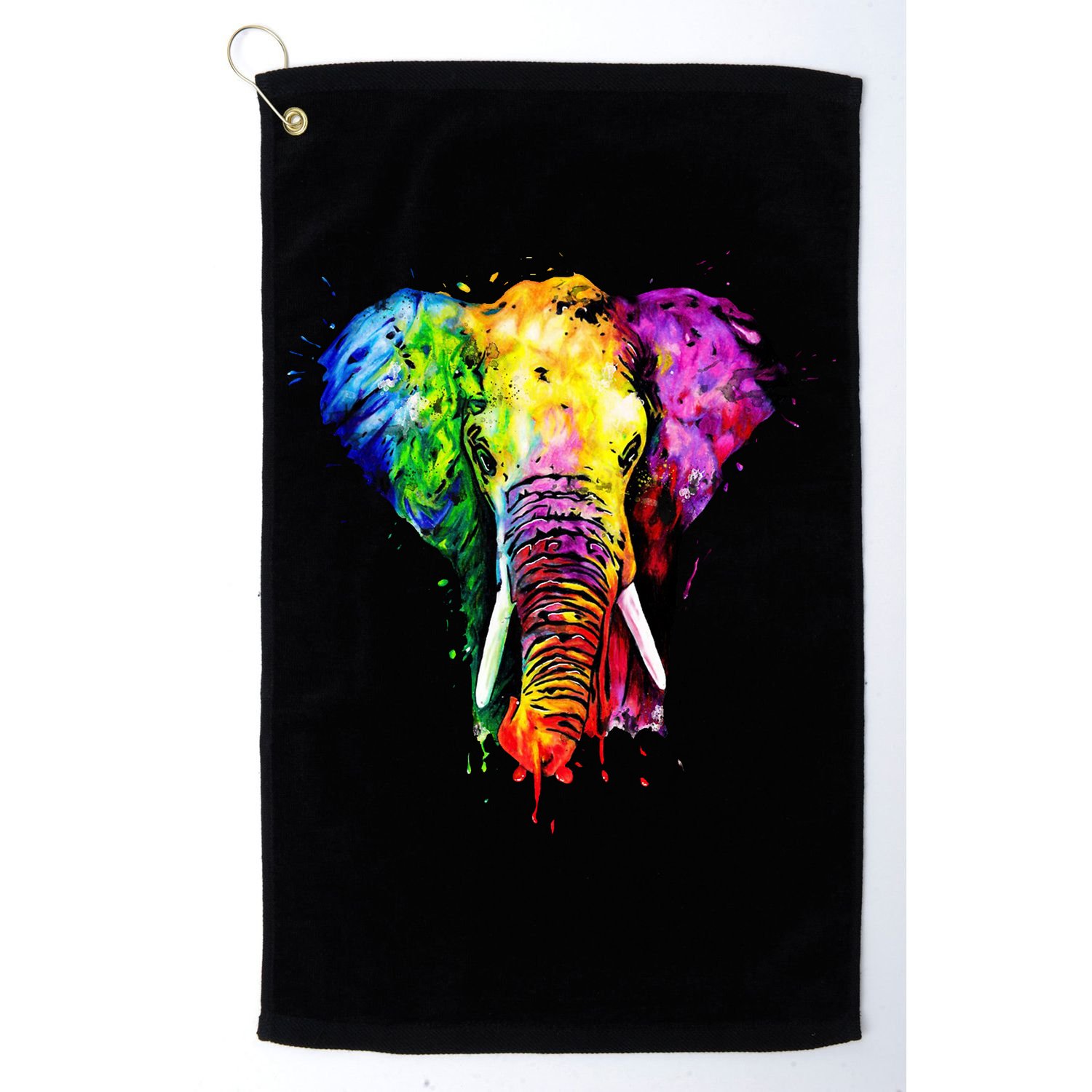 Rainbow Elephant Art Cute Gift Golf Towel