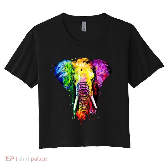 Rainbow Elephant Art Cute Gift Crop Top