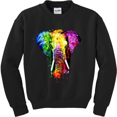 Rainbow Elephant Art Cute Gift Kids Sweatshirt
