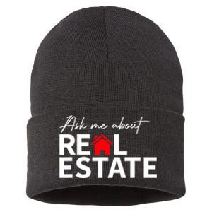 Real Estate Agent Funny Realtors Ask Me About Real Estate Sustainable Knit Beanie