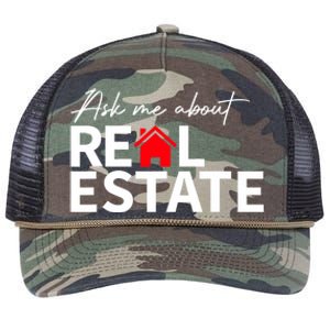 Real Estate Agent Funny Realtors Ask Me About Real Estate Retro Rope Trucker Hat Cap