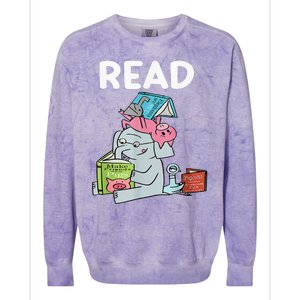 Reading Elephant And Book Lovers Friendship Colorblast Crewneck Sweatshirt