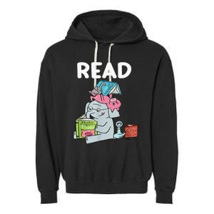 Reading Elephant And Book Lovers Friendship Garment-Dyed Fleece Hoodie