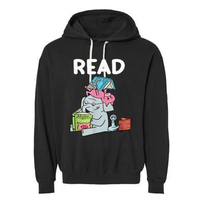 Reading Elephant And Book Lovers Friendship Garment-Dyed Fleece Hoodie