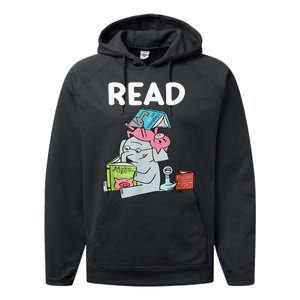 Reading Elephant And Book Lovers Friendship Performance Fleece Hoodie