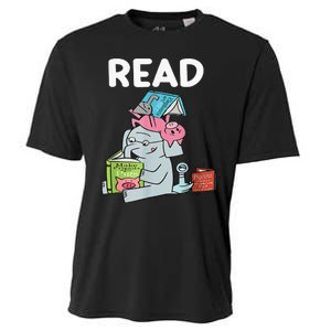 Reading Elephant And Book Lovers Friendship Cooling Performance Crew T-Shirt