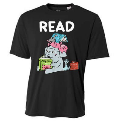 Reading Elephant And Book Lovers Friendship Cooling Performance Crew T-Shirt