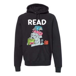 Reading Elephant And Book Lovers Friendship Premium Hoodie