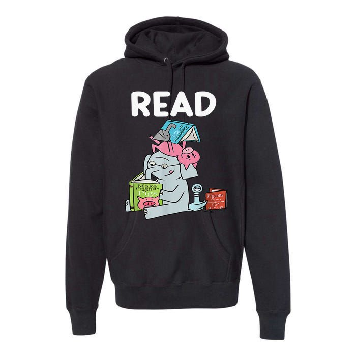 Reading Elephant And Book Lovers Friendship Premium Hoodie