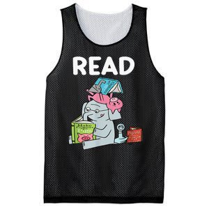 Reading Elephant And Book Lovers Friendship Mesh Reversible Basketball Jersey Tank