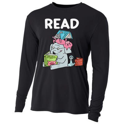 Reading Elephant And Book Lovers Friendship Cooling Performance Long Sleeve Crew