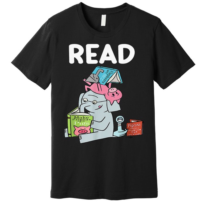 Reading Elephant And Book Lovers Friendship Premium T-Shirt