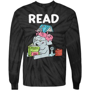 Reading Elephant And Book Lovers Friendship Tie-Dye Long Sleeve Shirt