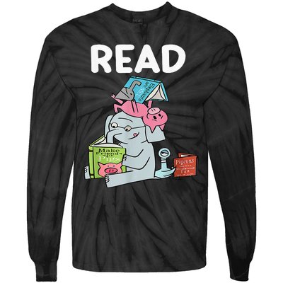 Reading Elephant And Book Lovers Friendship Tie-Dye Long Sleeve Shirt