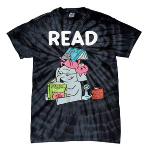 Reading Elephant And Book Lovers Friendship Tie-Dye T-Shirt