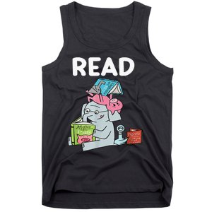 Reading Elephant And Book Lovers Friendship Tank Top