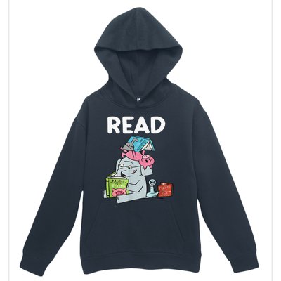 Reading Elephant And Book Lovers Friendship Urban Pullover Hoodie