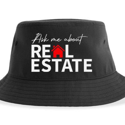 Real Estate Agent Funny Realtors Ask Me About Real Estate Sustainable Bucket Hat