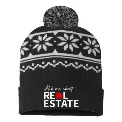 Real Estate Agent Funny Realtors Ask Me About Real Estate USA-Made Snowflake Beanie