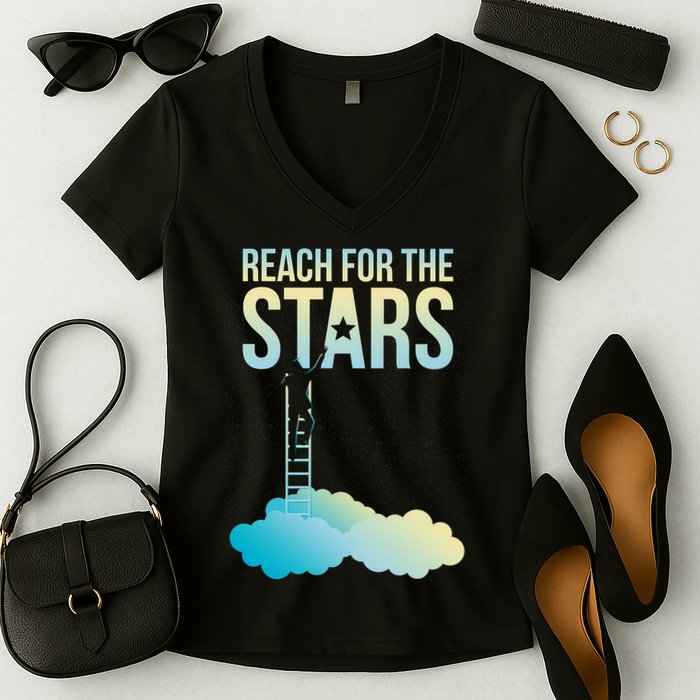Reach For The Stars Women's V-Neck T-Shirt