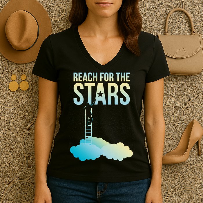 Reach For The Stars Women's V-Neck T-Shirt