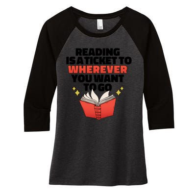 Reading Imagination Women's Tri-Blend 3/4-Sleeve Raglan Shirt