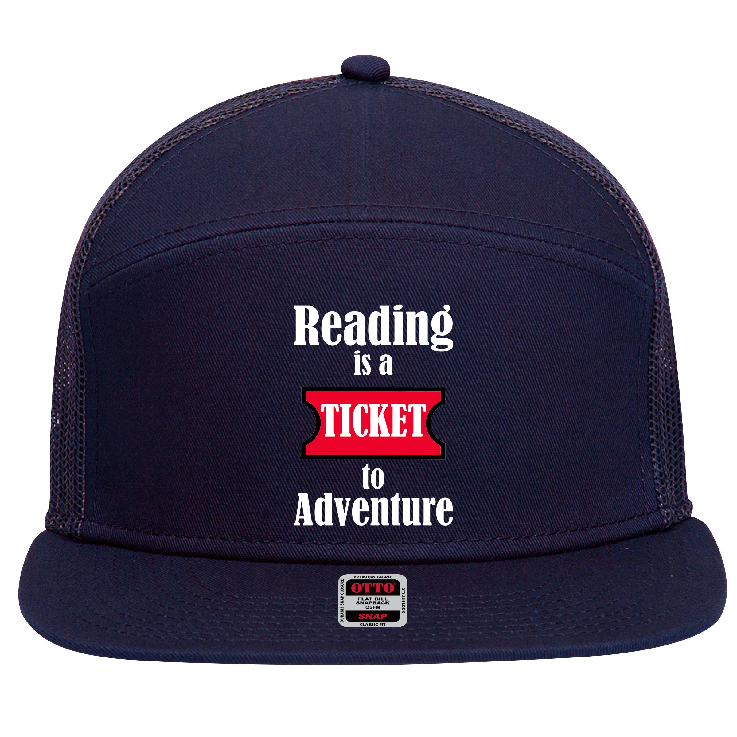 Reading Is An Adventure 7 Panel Mesh Trucker Snapback Hat