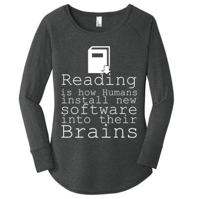 Reading Is How Humans Download New Software Women's Perfect Tri Tunic Long Sleeve Shirt