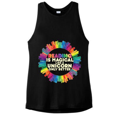 Reading Is Magical Like A Unicorn Only Better Ladies PosiCharge Tri-Blend Wicking Tank