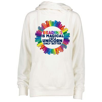 Reading Is Magical Like A Unicorn Only Better Womens Funnel Neck Pullover Hood