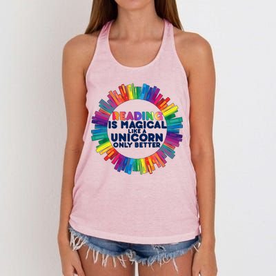 Reading Is Magical Like A Unicorn Only Better Women's Knotted Racerback Tank