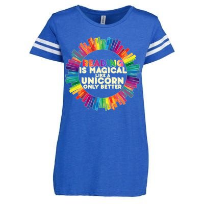 Reading Is Magical Like A Unicorn Only Better Enza Ladies Jersey Football T-Shirt